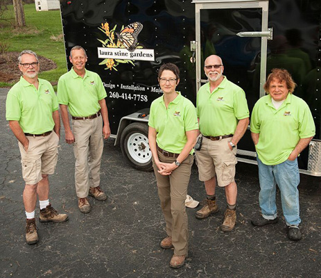 Laura Stine Gardens employees in front of trailer