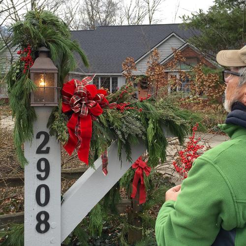 Outdoor holiday plant arrangement